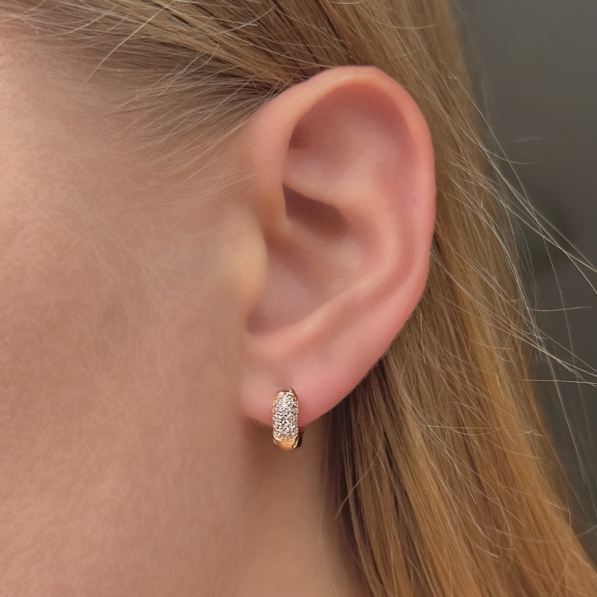 Sterling Silver Rose Gold Plated 12 mm CZ Hoops