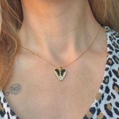 Sterling Silver Gold Plated "Wings & Heart" Necklace