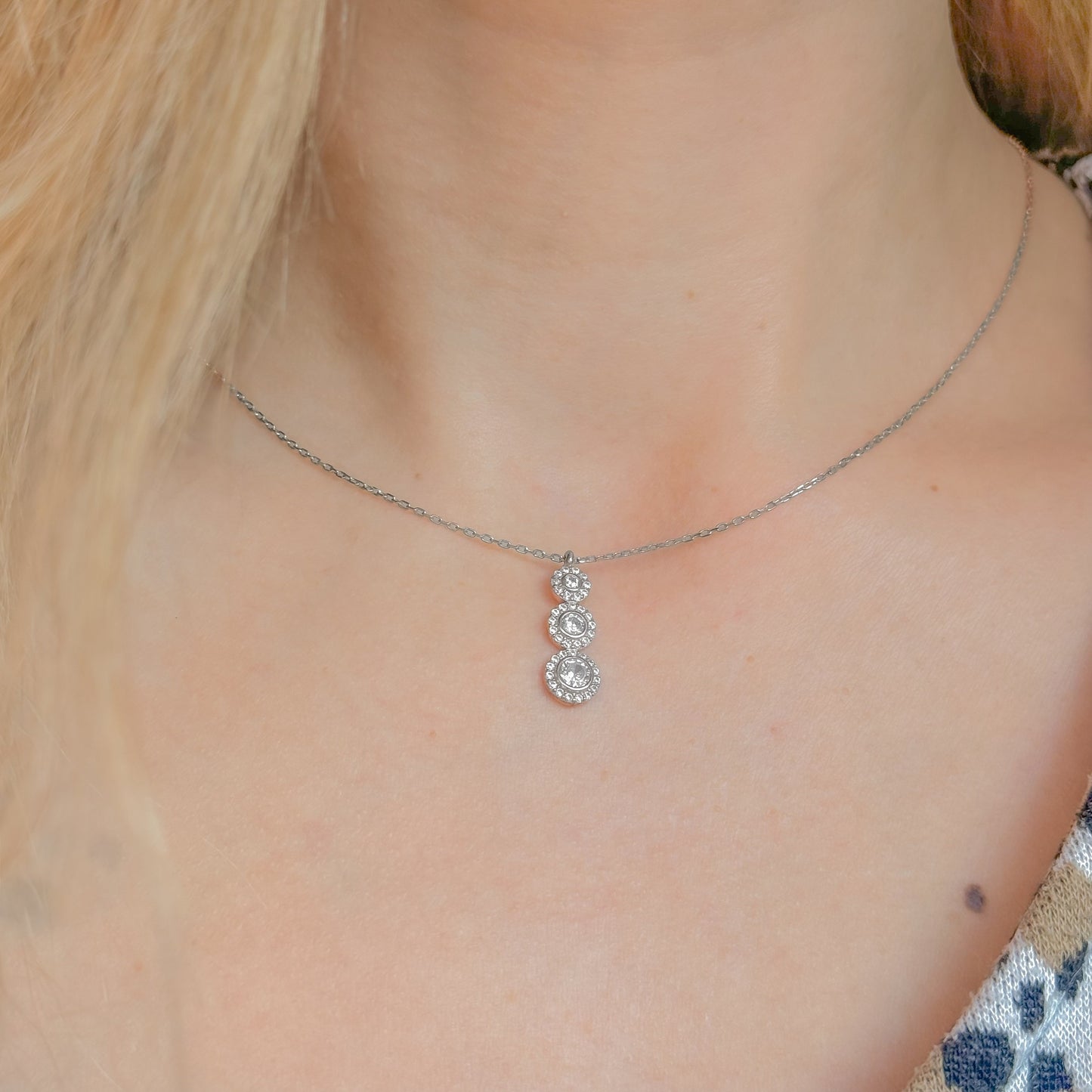 Sterling Silver Rose Gold Plated CZ Necklace