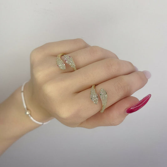 Silver Gold Plated CZ Snake Ring