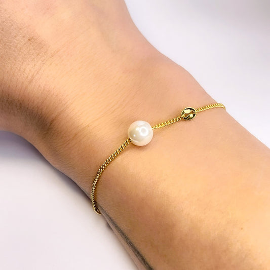 Sterling Silver Gold Plated Pearl Imitation Bracelet