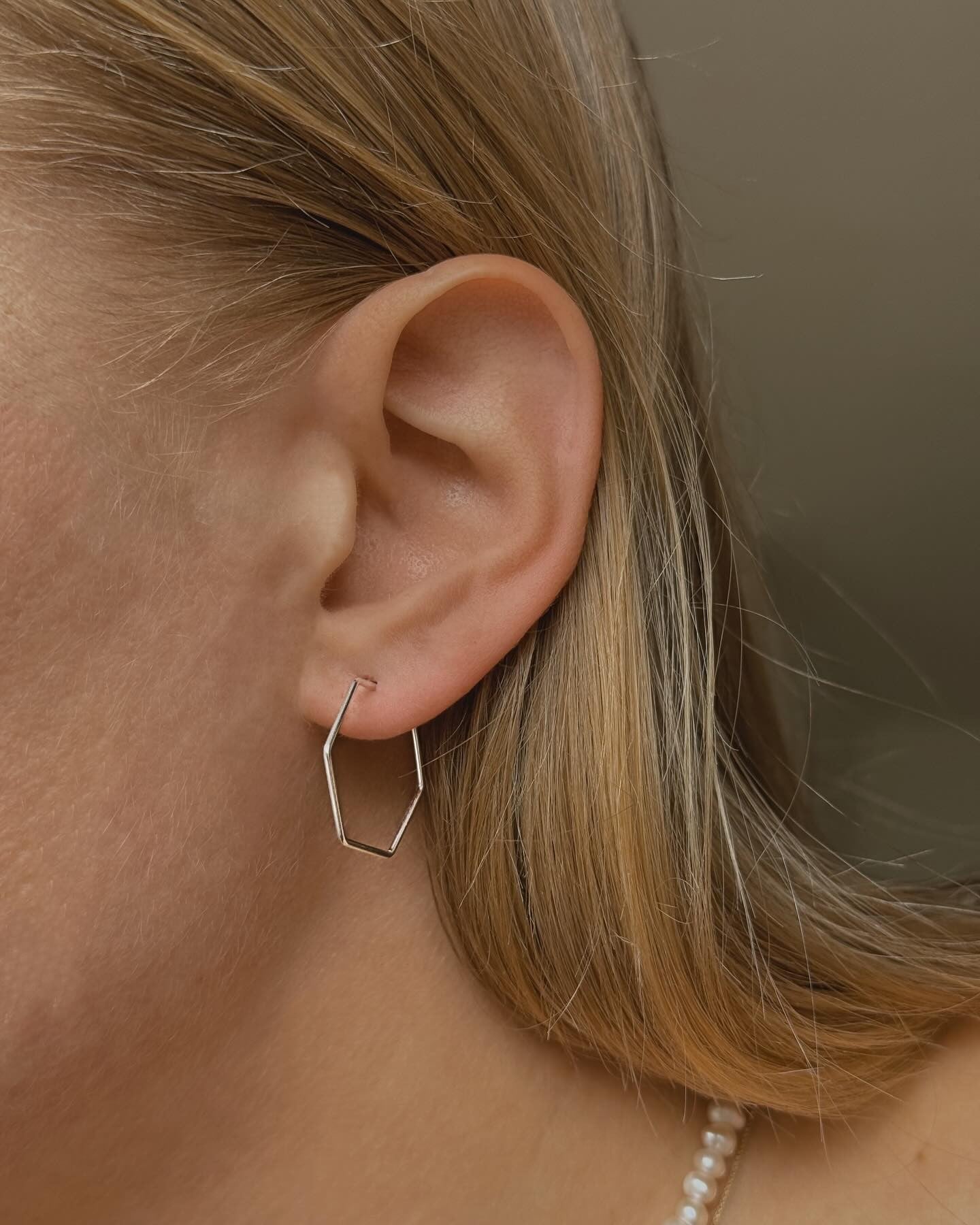 Sterling Silver Hexagon Hoops