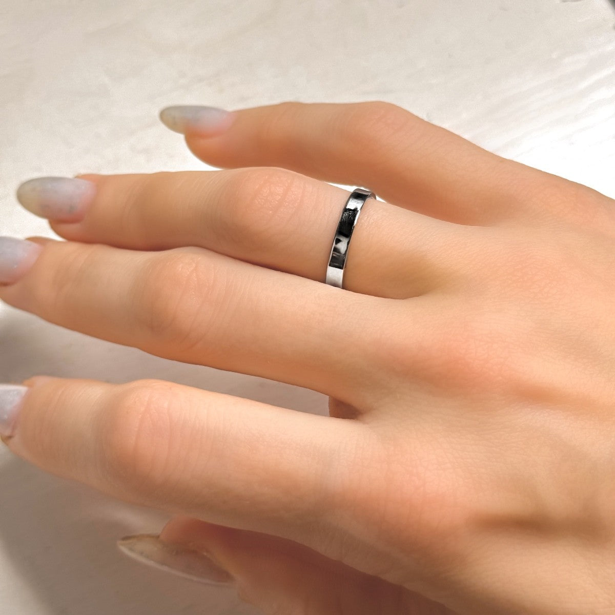 Sterling Silver Rhodium Plated 3 mm Band Ring