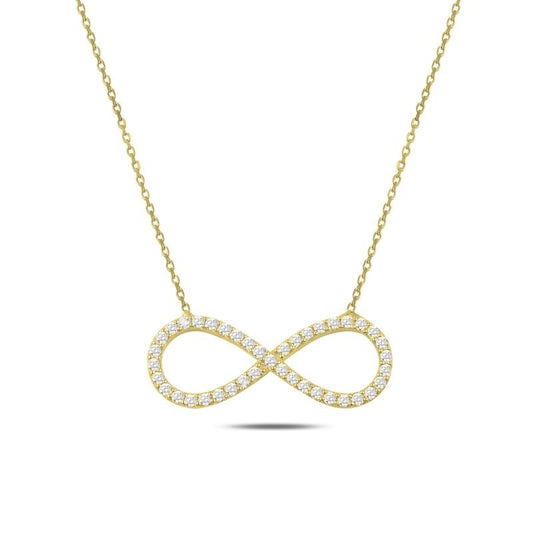 Sterling Silver Gold Plated CZ Infinity Necklace