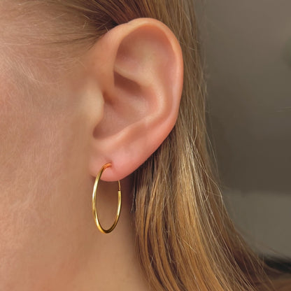 Sterling Silver Gold Plated 10 - 50 mm Hoops