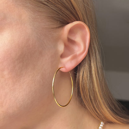 Sterling Silver Gold Plated 10 - 50 mm Hoops