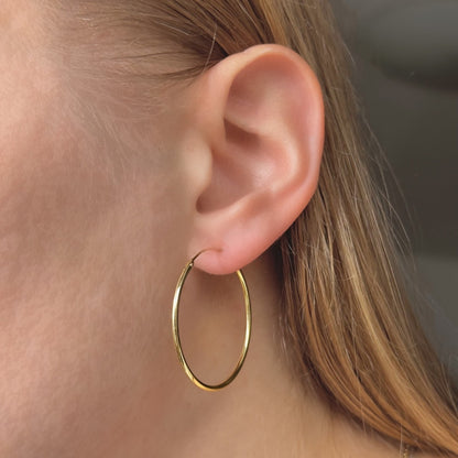 Sterling Silver Gold Plated 10 - 50 mm Hoops