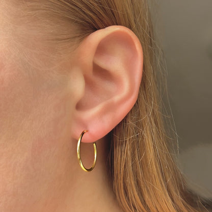 Sterling Silver Gold Plated 10 - 50 mm Hoops