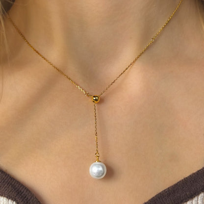 Sterling Silver Gold Plated Pearl Imitation Necklace