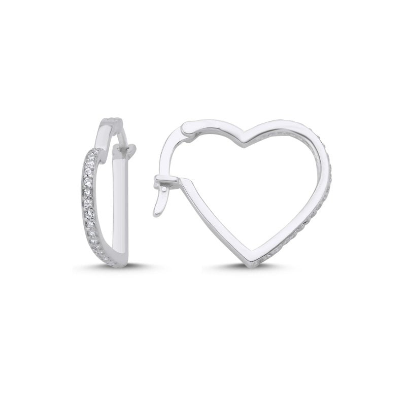 Sterling Silver Rhodium Plated English Lock Heart Earrings