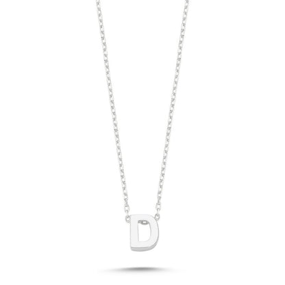 Sterling Silver Rhodium Plated "D" Pendant Necklace