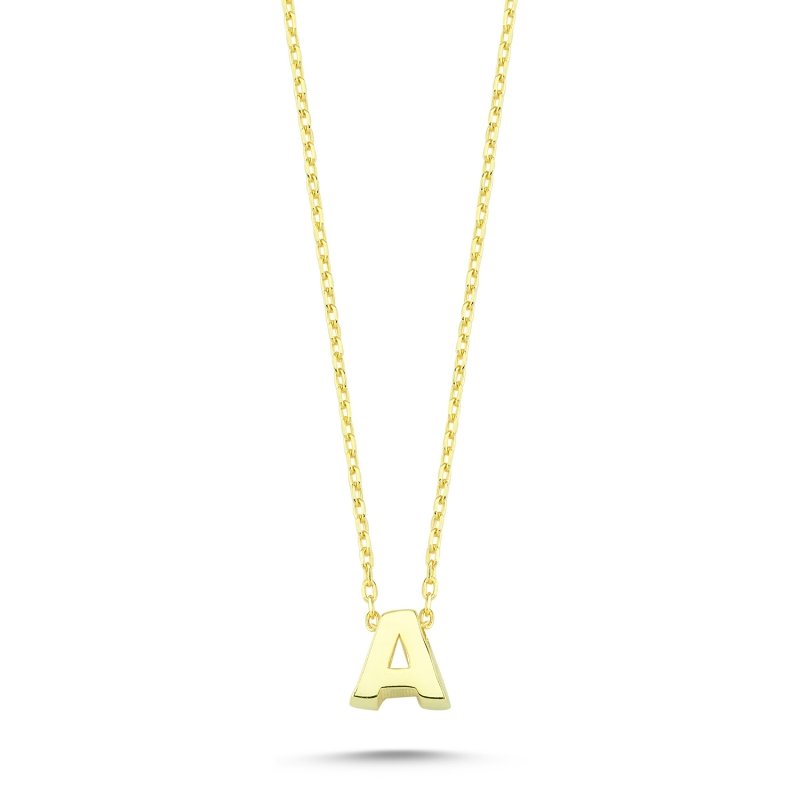 Sterling Silver Gold Plated "A" Pendant Necklace