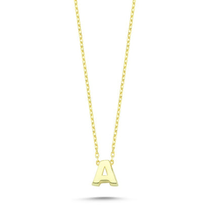 Sterling Silver Gold Plated "A" Pendant Necklace