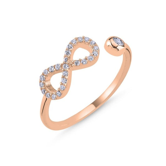 Sterling Silver Rose Gold Plated CZ Infinity Ring