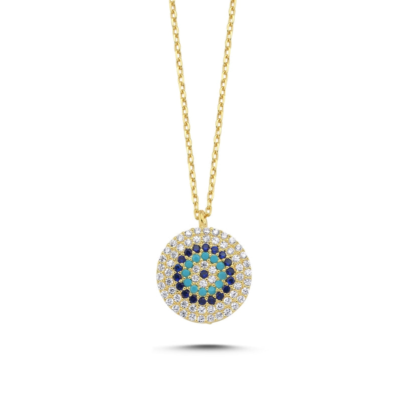 Sterling Silver Gold Plated Evil Eye Necklace