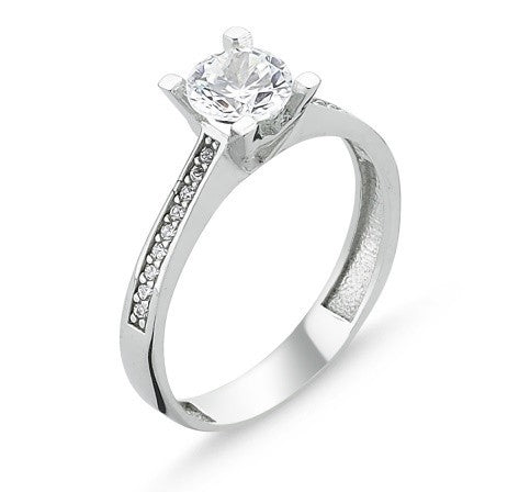 Silver Rhodium Plated CZ Crystal Ring