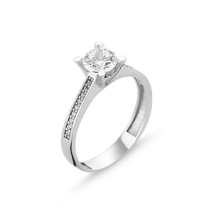 Silver Rhodium Plated CZ Crystal Ring