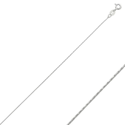 Sterling Silver Rhodium Plated 0.5 mm Cobra Chain