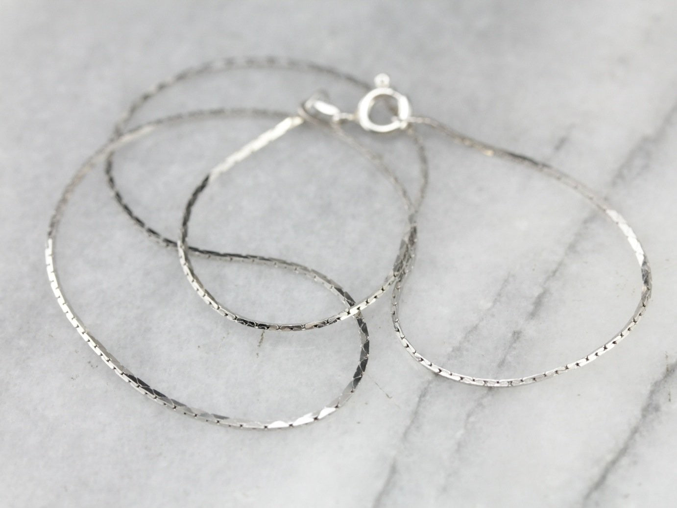 Sterling Silver Rhodium Plated 0.5 mm Cobra Chain