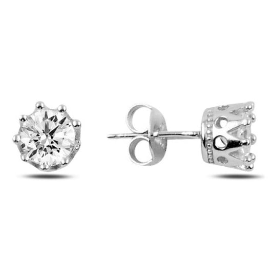 Sterling Silver Rhodium Plated 5 - 8 mm Studs "Elsa"