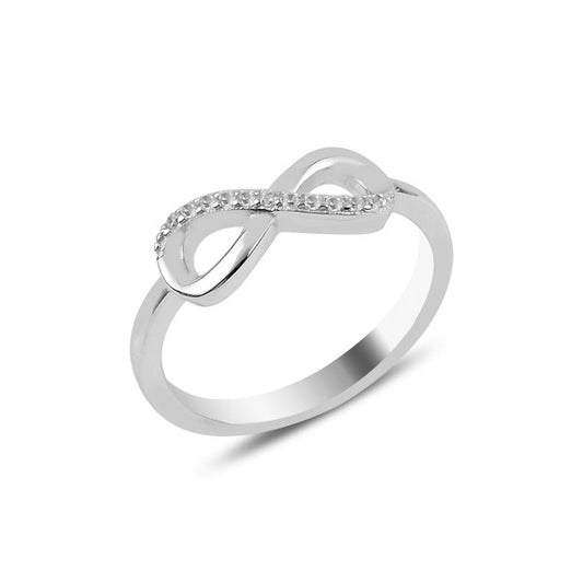 Sterling Silver Rhodium Plated CZ Infinity Ring