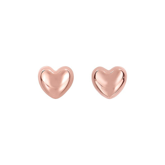 Sterling Silver Rose Gold Plated Heart Studs