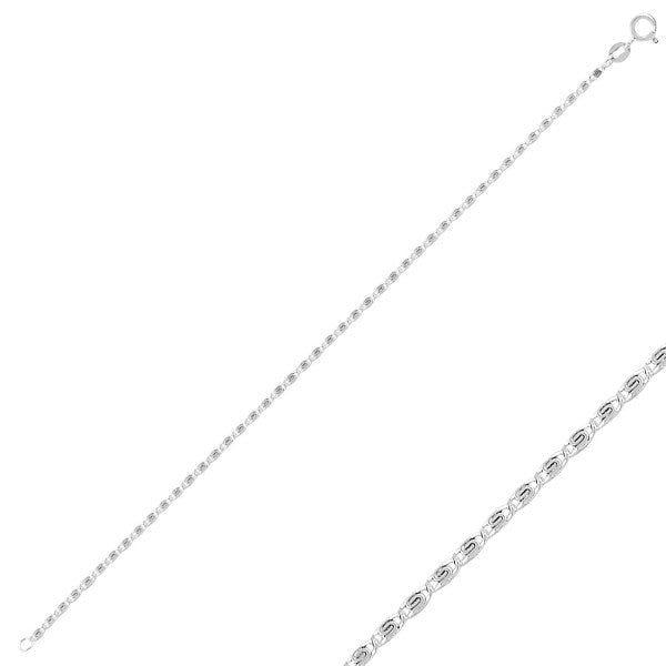 Sterling Silver 1 mm Snail Chain Bracelet