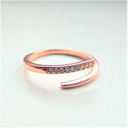 Sterling Silver Rose Gold Plated CZ Ring