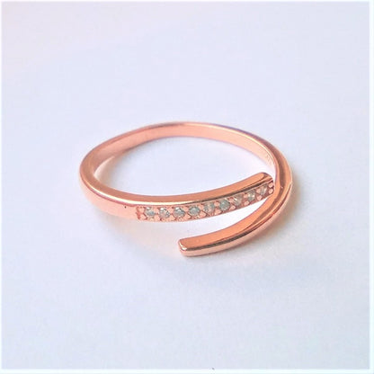 Sterling Silver Rose Gold Plated CZ Ring