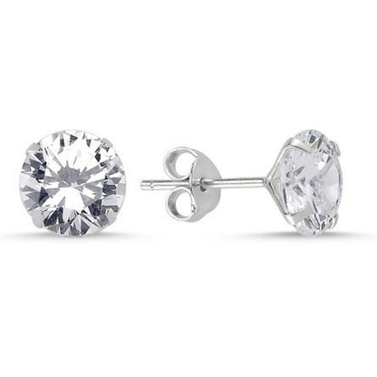 Sterling Silver 3 - 8 mm CZ Crystal Studs