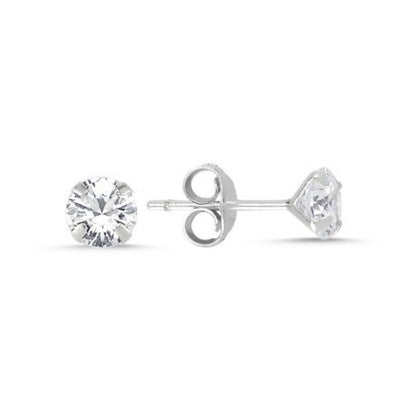 Sterling Silver 3 - 8 mm CZ Crystal Studs