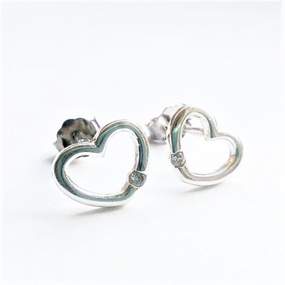 Sterling Silver CZ Heart Studs