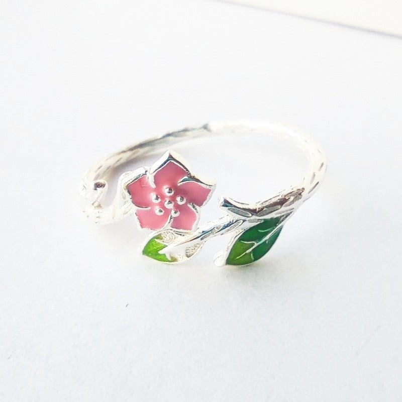 Sterling Silver Enamel Flower Ring