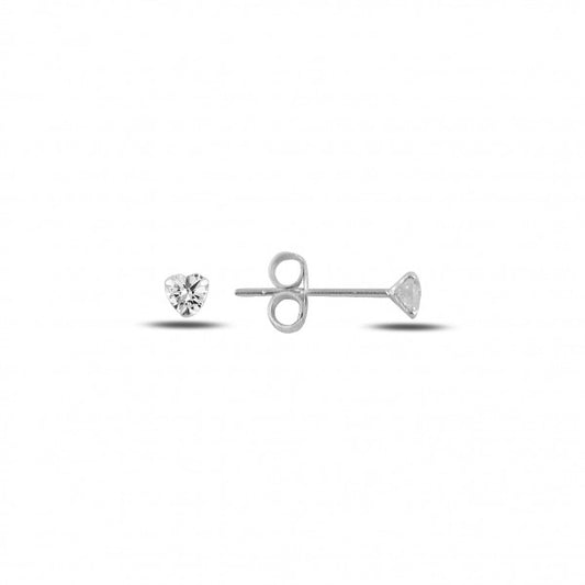 Sterling Silver 3 - 7 mm CZ Heart Studs