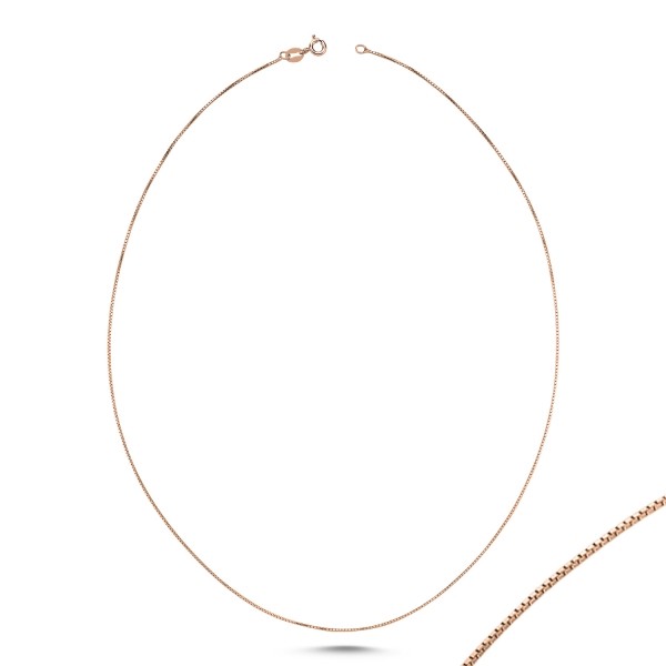 Sterling Silver Rose Gold Plated 0.9 mm Box Chain