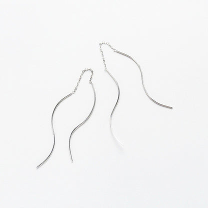 Sterling Silver Rhodium Plated Chain Drop Earrings