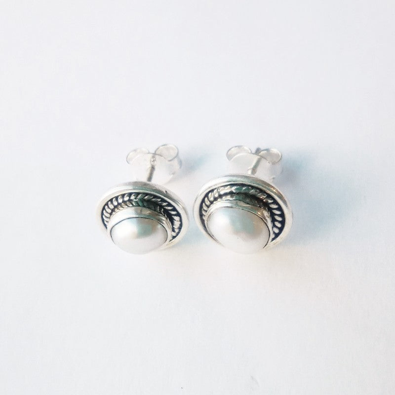 Sterling Silver Pearl Studs