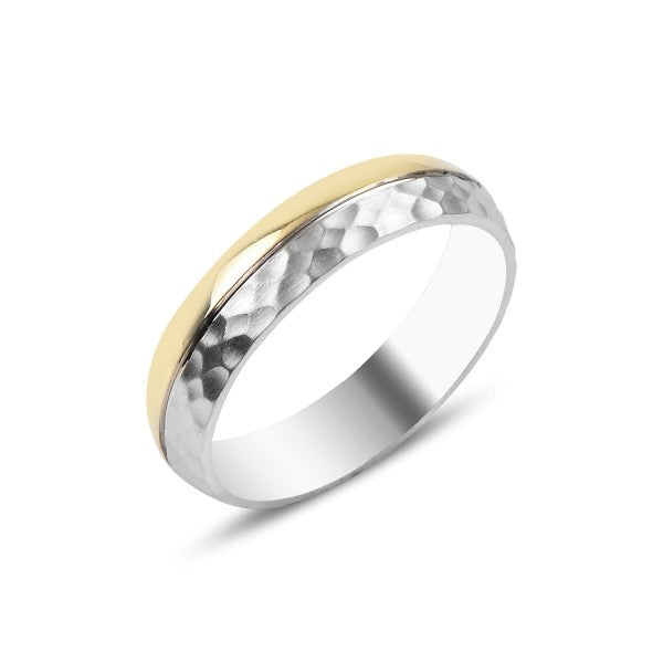 Sterling Silver Rhodium & Gold Plated Band Ring