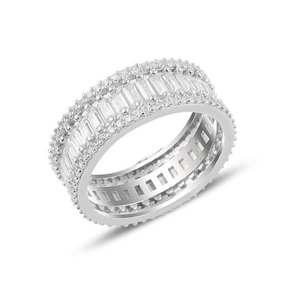 Sterling Silver Rhodium Plated CZ Band Ring