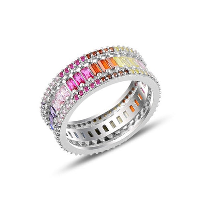 Sterling Silver Rhodium Plated CZ Band Ring