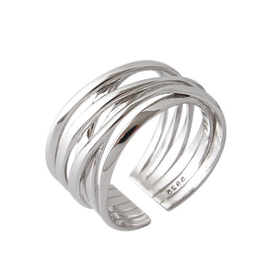 Sterling Silver Rhodium Plated Wide Ring