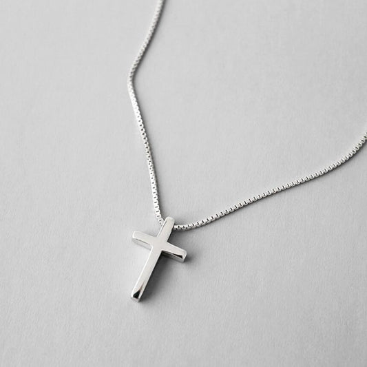 Sterling Silver Rhodium Plated Cross Necklace