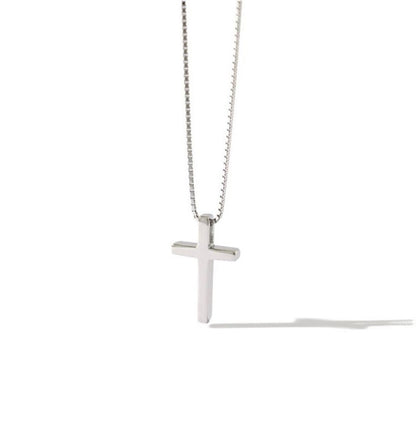 Sterling Silver Rhodium Plated Cross Necklace