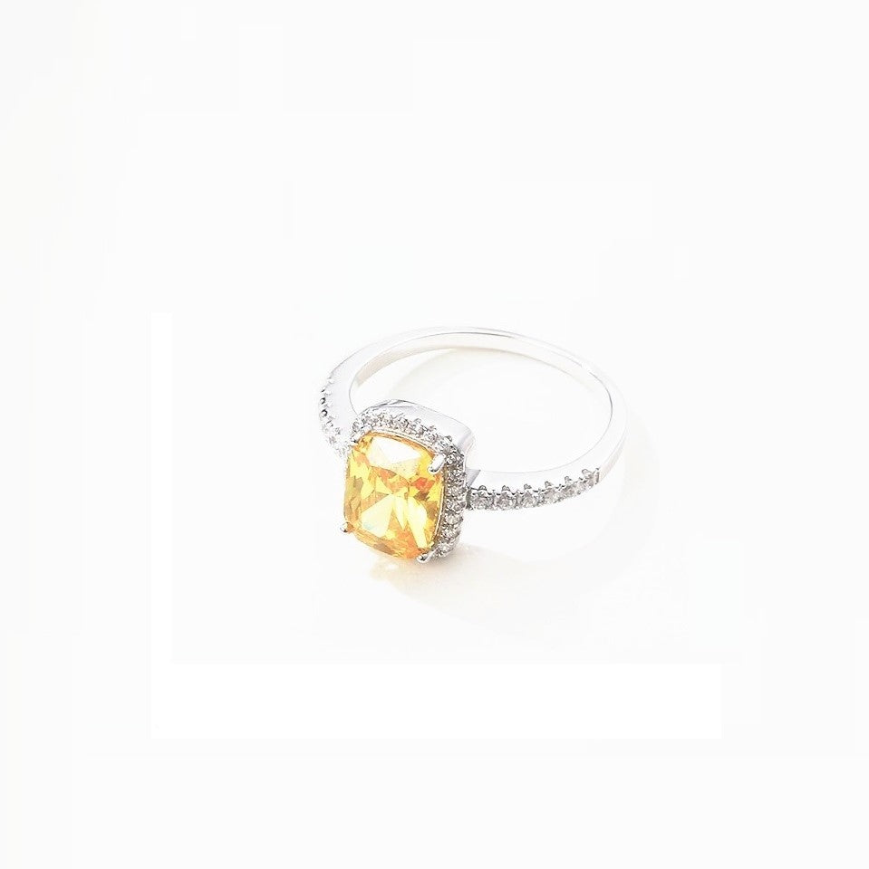 Sterling Silver Rhodium Plated CZ Crystal Ring