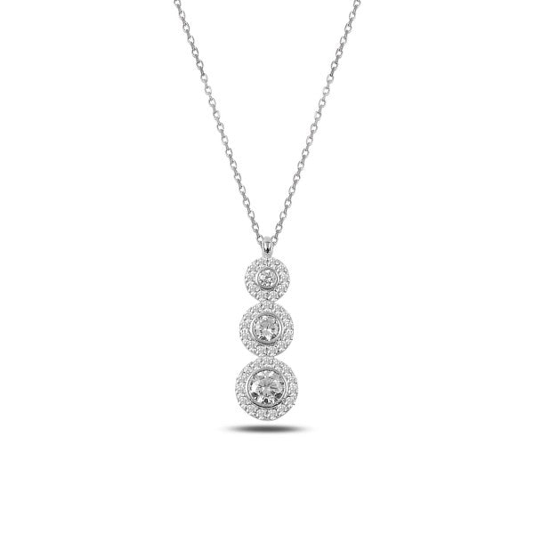 Sterling Silver Rhodium Plated CZ Necklace