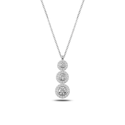 Sterling Silver Rhodium Plated CZ Necklace