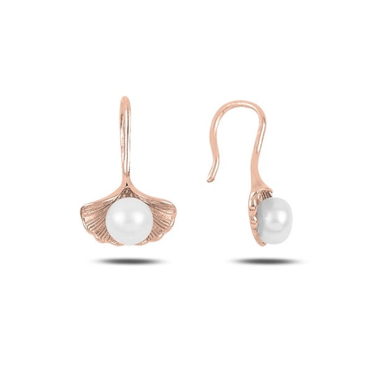 Sterling Silver Rose Gold Plated Pearl Drop Earrings