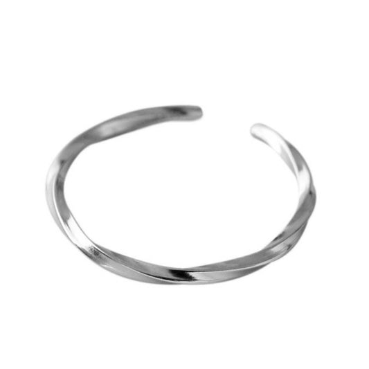 Sterling Silver Rhodium Plated Twisted Ring