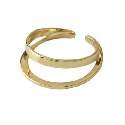 Sterling Silver Gold Plated Double Ring