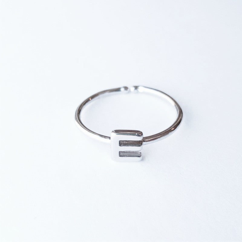 Sterling Silver Rhodium Plated Letter Ring